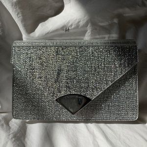 Michael Kors Barbara Clutch, silver envelope